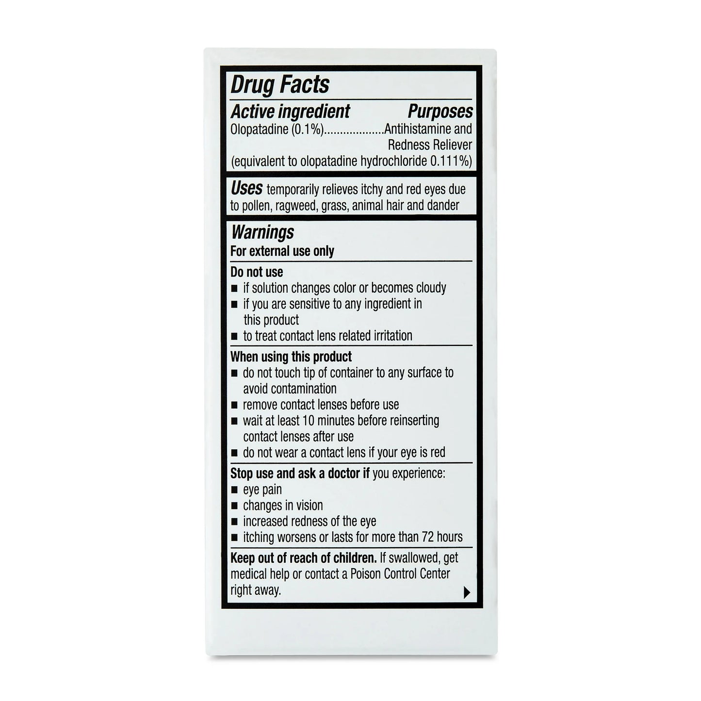 Equate Gotas Oftálmicas Antihistamínicas para Aliviar la Picazón Ocular, Olopatadina HCL 0.1%, 5 Ml