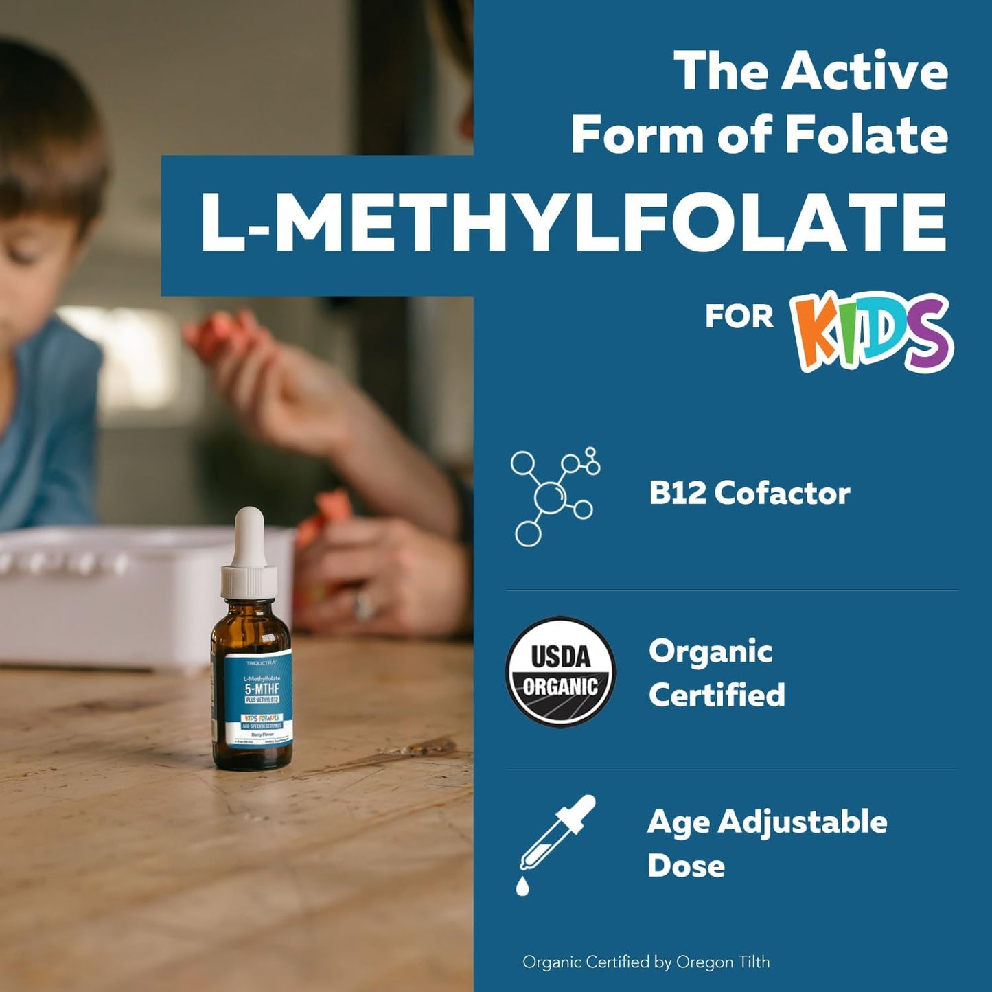 Triquetra - L-Methylfolate 5-MTHF con Methyl B12 para niños, 30ml