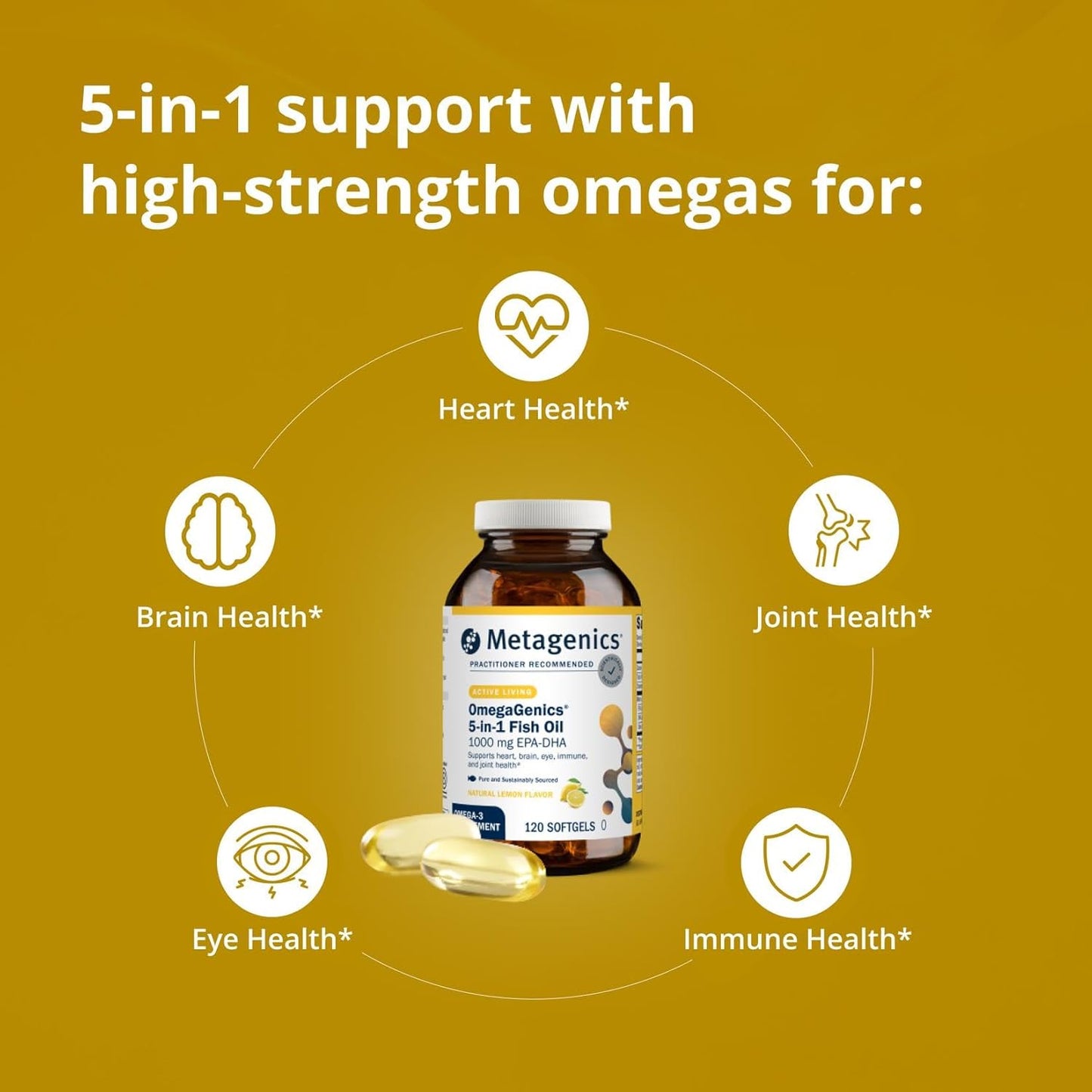 Metagenics - OmegaGenics 5 in 1 fish oil, 1000mg(EPA-DHA) - 120 capsulas