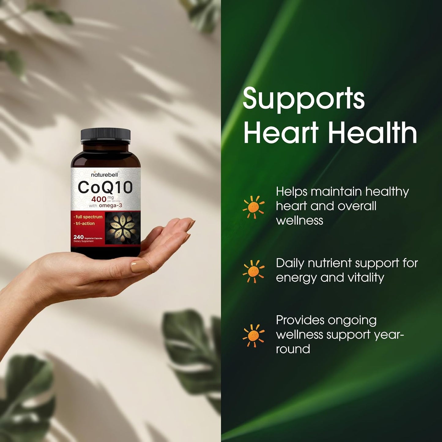 Naturebell - Coq10 400mg con Omega-3 , 240 capsulas