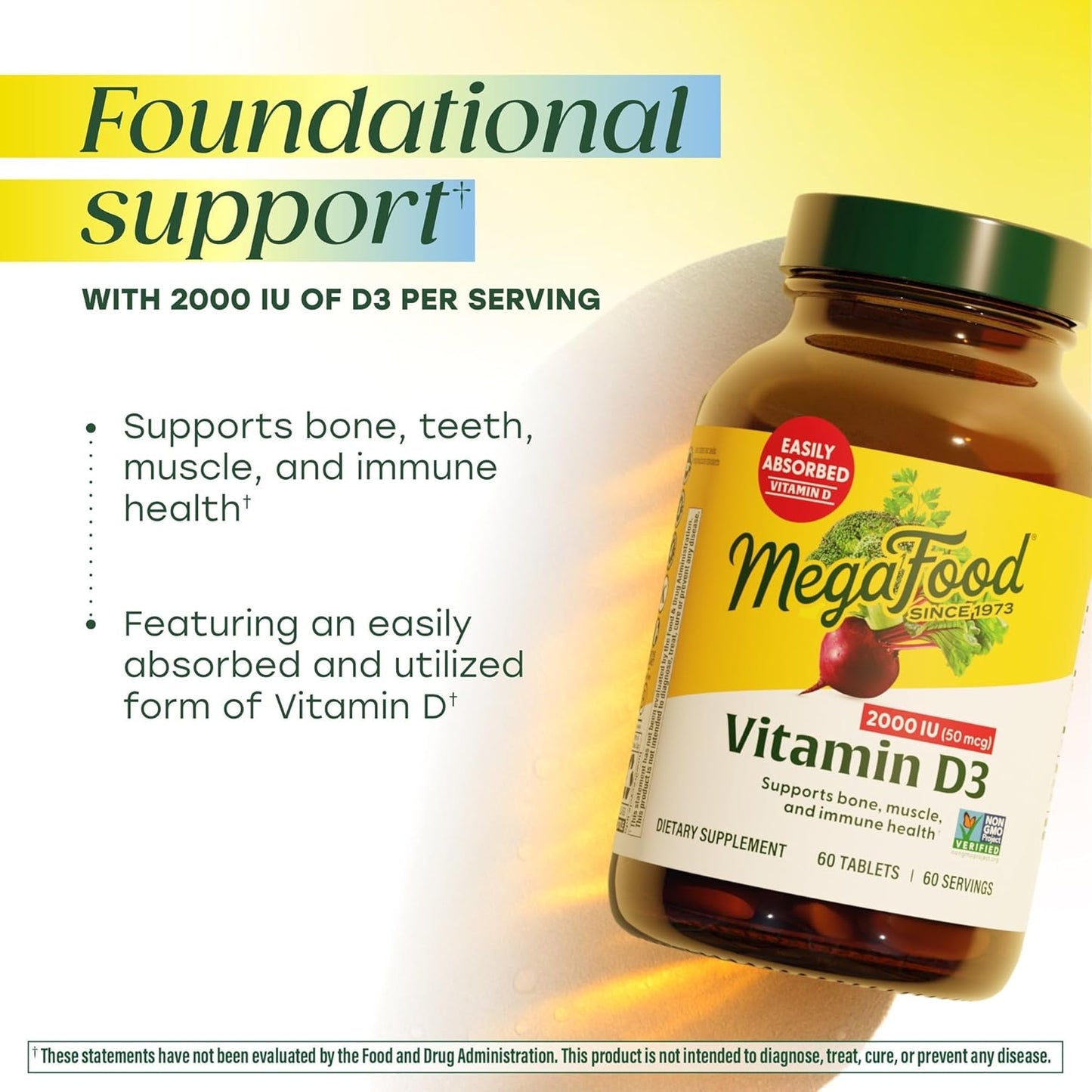 MegaFood - Vitamina D3 2000IU (50MCG), 90 tabletas