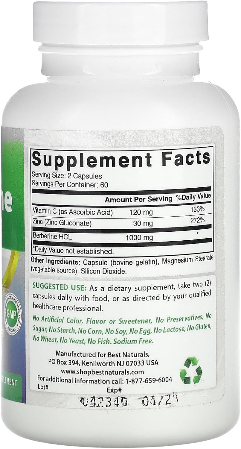 Best Naturals - Berberine plus 1000mg, 120 capsulas