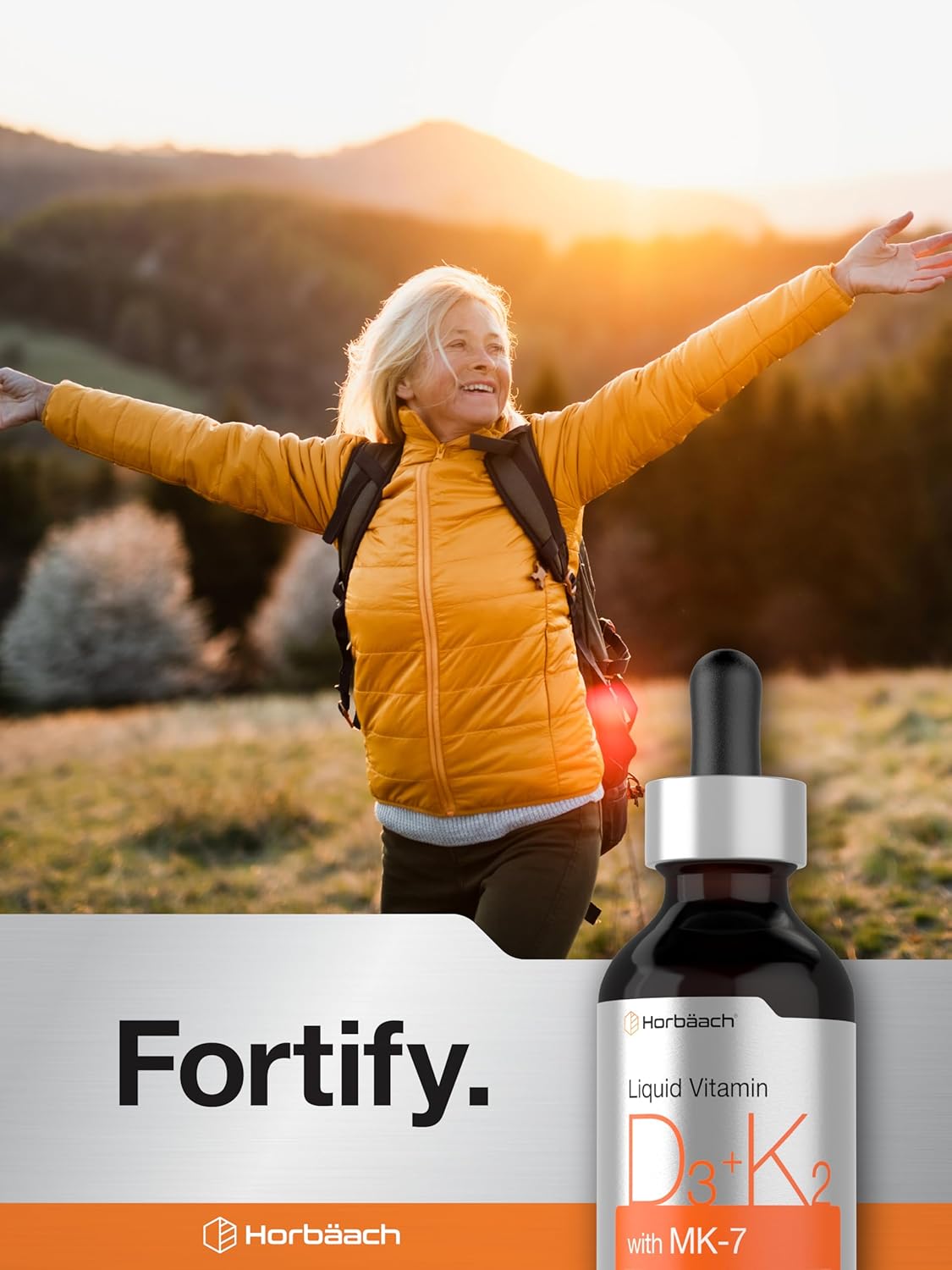 Horbäach Gotas líquidas de vitamina D3 K2 | con MK7 60 ml.