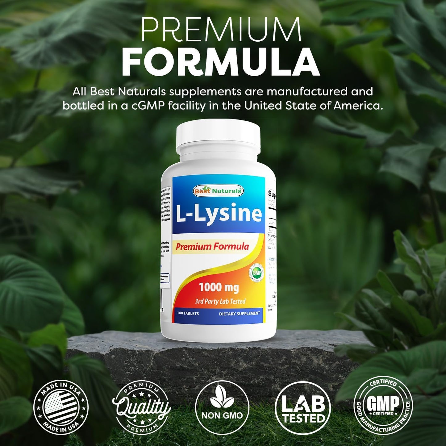 Best Naturals- L-lysine 1000mg, 180 tabletas