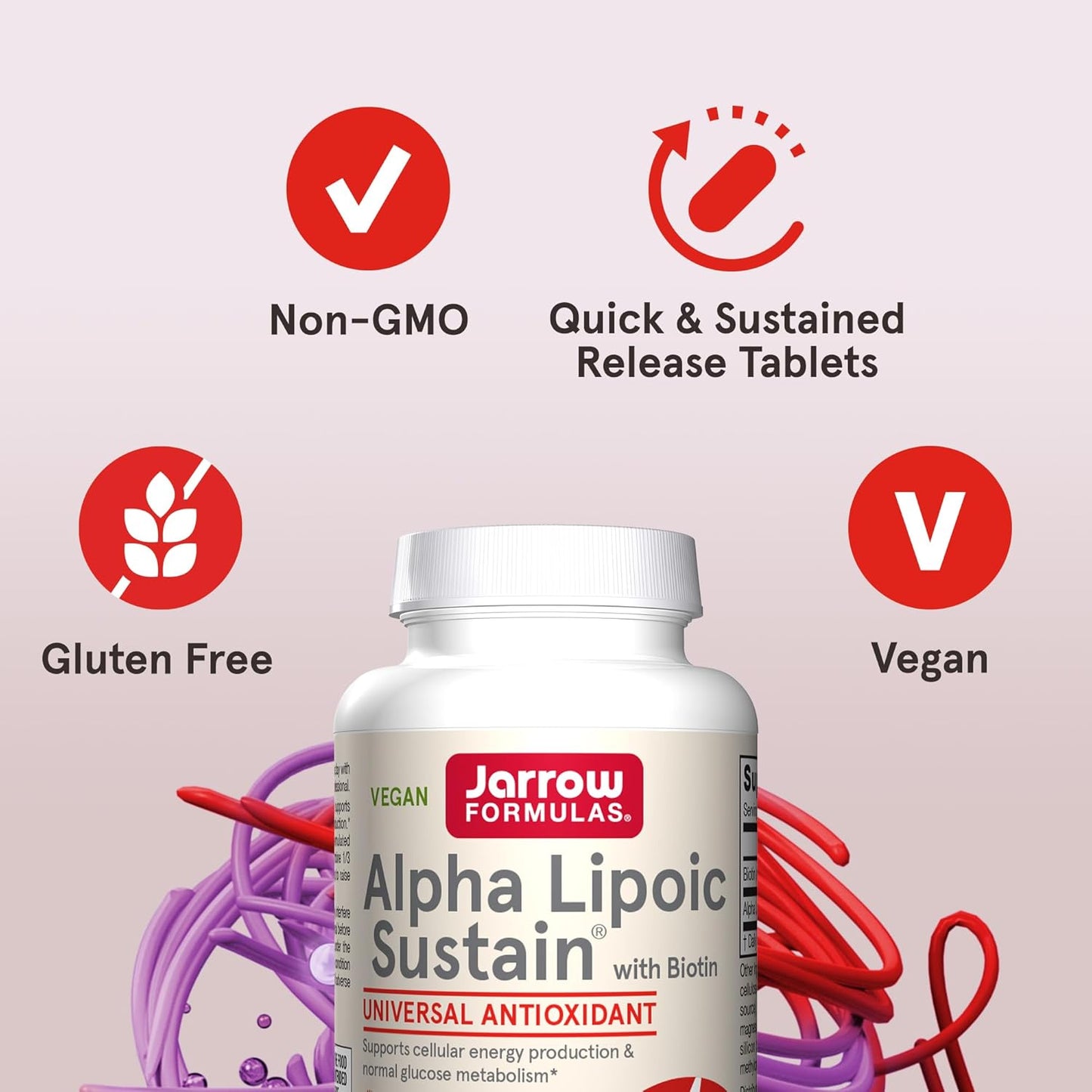 Jarrow Formulas - Alpha Lipoic Sustain con biotin, 60 tabletas
