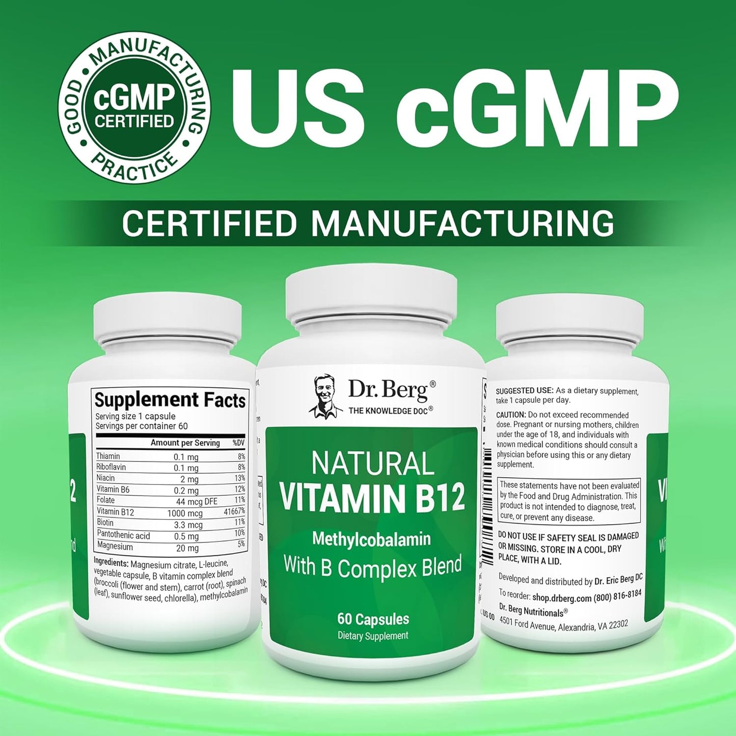 Dr. Berg - Natural Vitamina B12(methylcobalamin), 60 capsulas