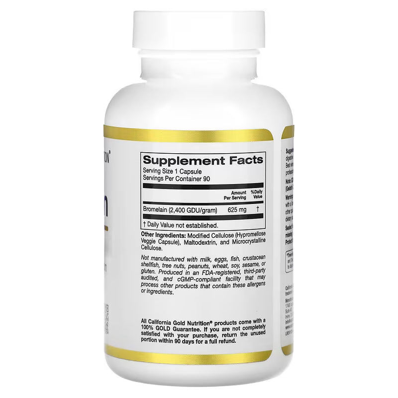 California Gold Nutrition - Bromelain 625mg , 90 Capsulas