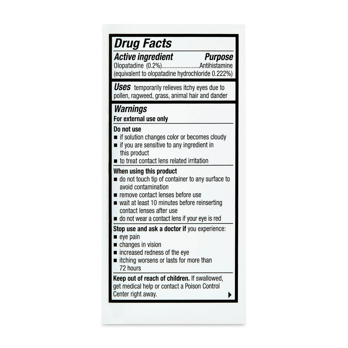Equate Gotas Oftálmicas Antihistamínicas para Aliviar la Picazón Ocular, Olopatadina HCL 0.2%, 3.5 ml
