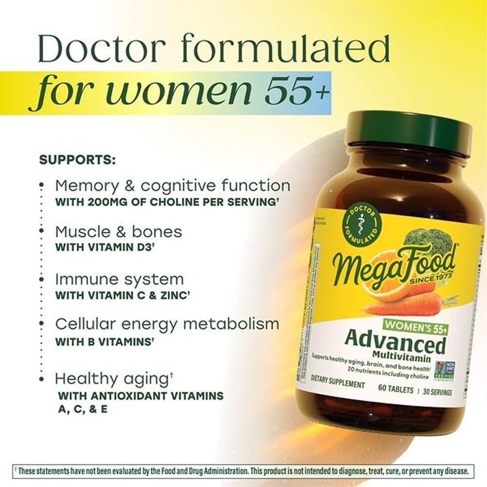 MegaFood - Multivitaminico para mujeres 55+ (Advanced), 60 tabletas
