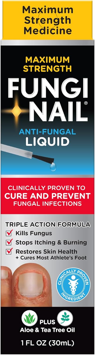 Fungi-Nail Solución líquida antifúngica, mata los hongos y pie de atleta con tolnafato clínicamente probado para curar y prevenir infecciones fúngicas  - 30ml .