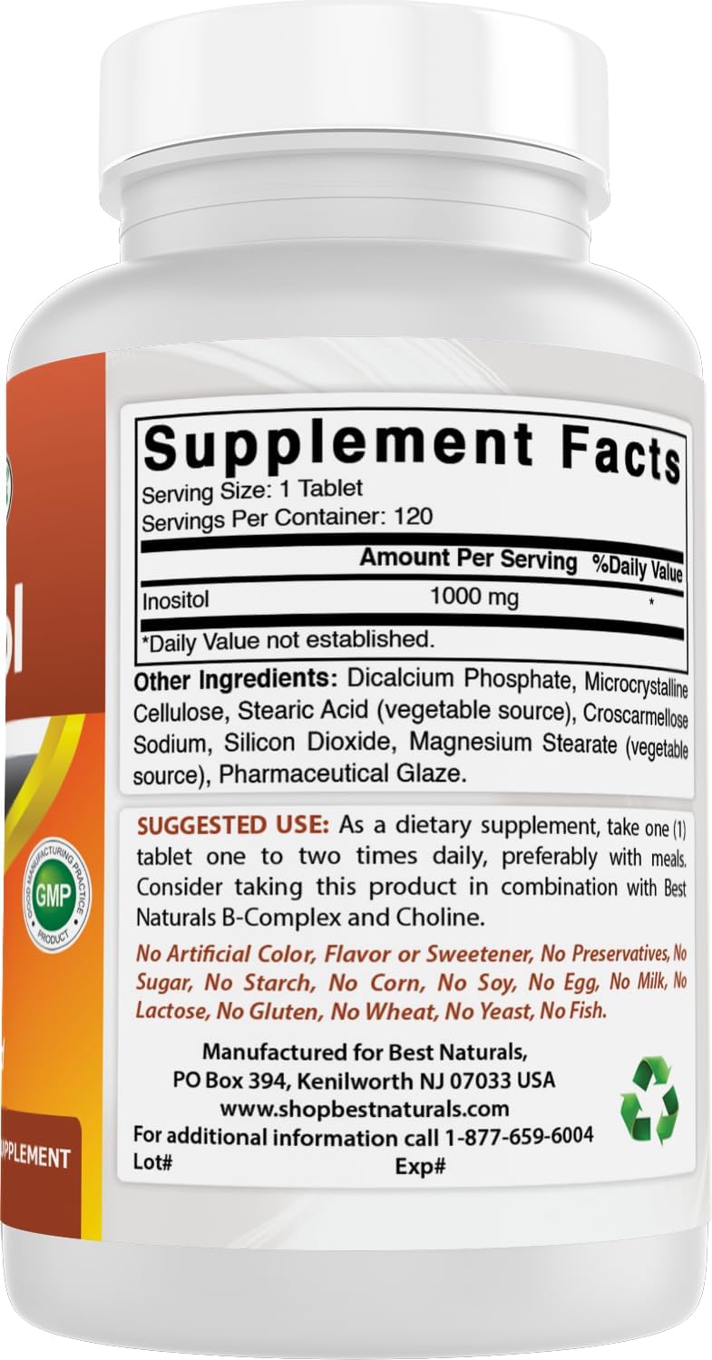 Best Naturals - Inositol 1000mg, 120 tabletas