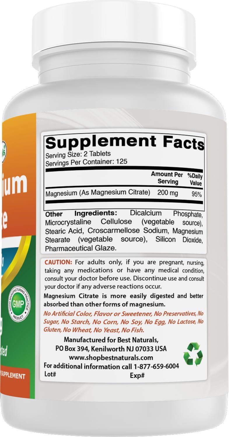 Best Naturals - Magnesium Citrate 400mg, 250 tabletas