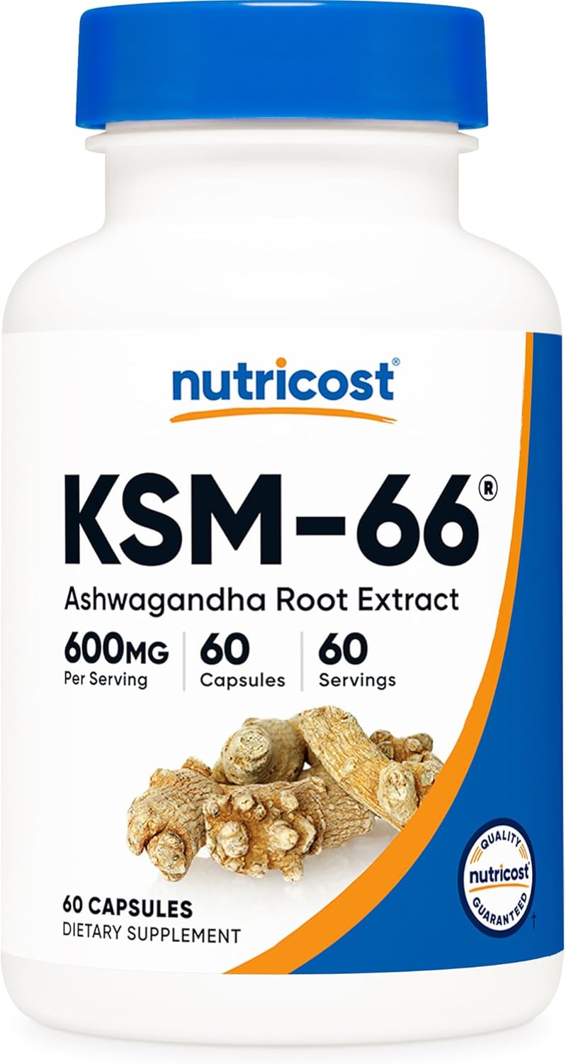 Nutricost KSM-66 Extracto de raíz de Ashwagandha 600 mg, 60 cápsulas