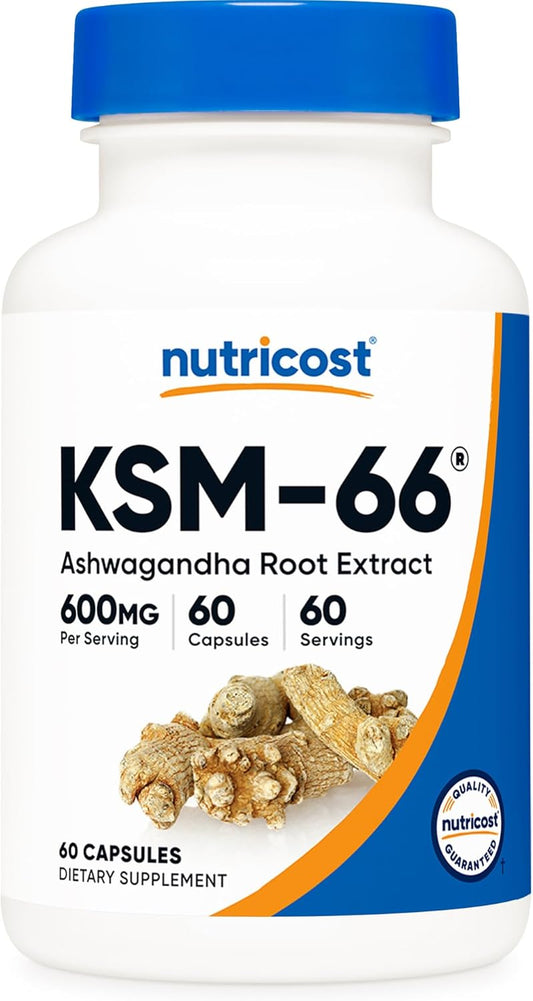 Nutricost KSM-66 Extracto de raíz de Ashwagandha 600 mg, 60 cápsulas