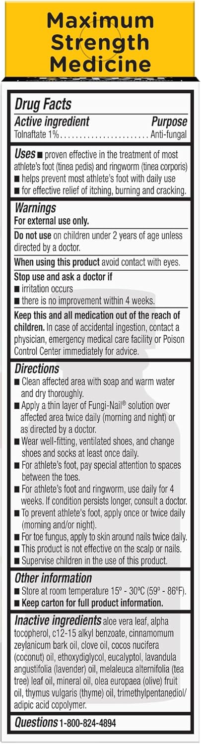 Fungi-Nail Solución líquida antifúngica, mata los hongos y pie de atleta con tolnafato clínicamente probado para curar y prevenir infecciones fúngicas  - 30ml .