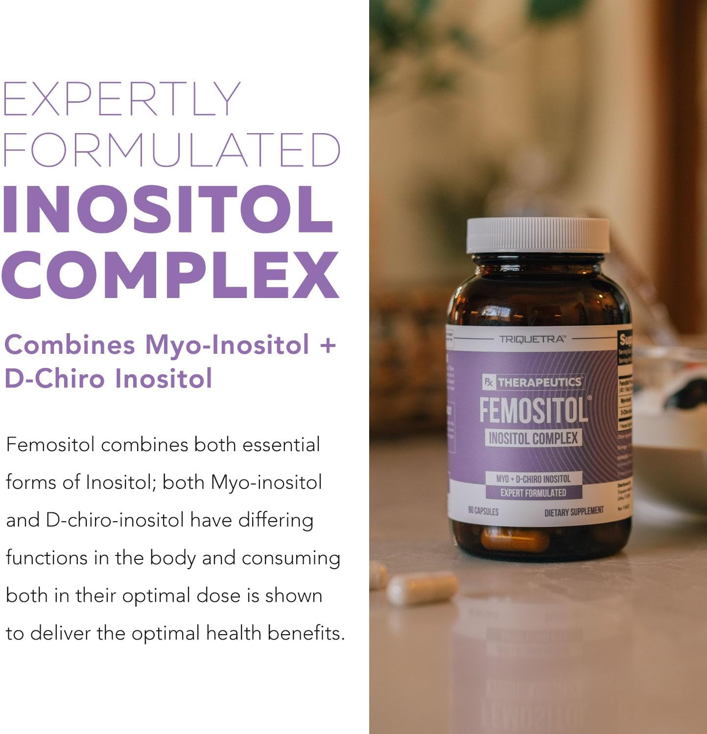 Triquetra - Femositol Myo + D-chiro inositol 40:1, 90 capsulas