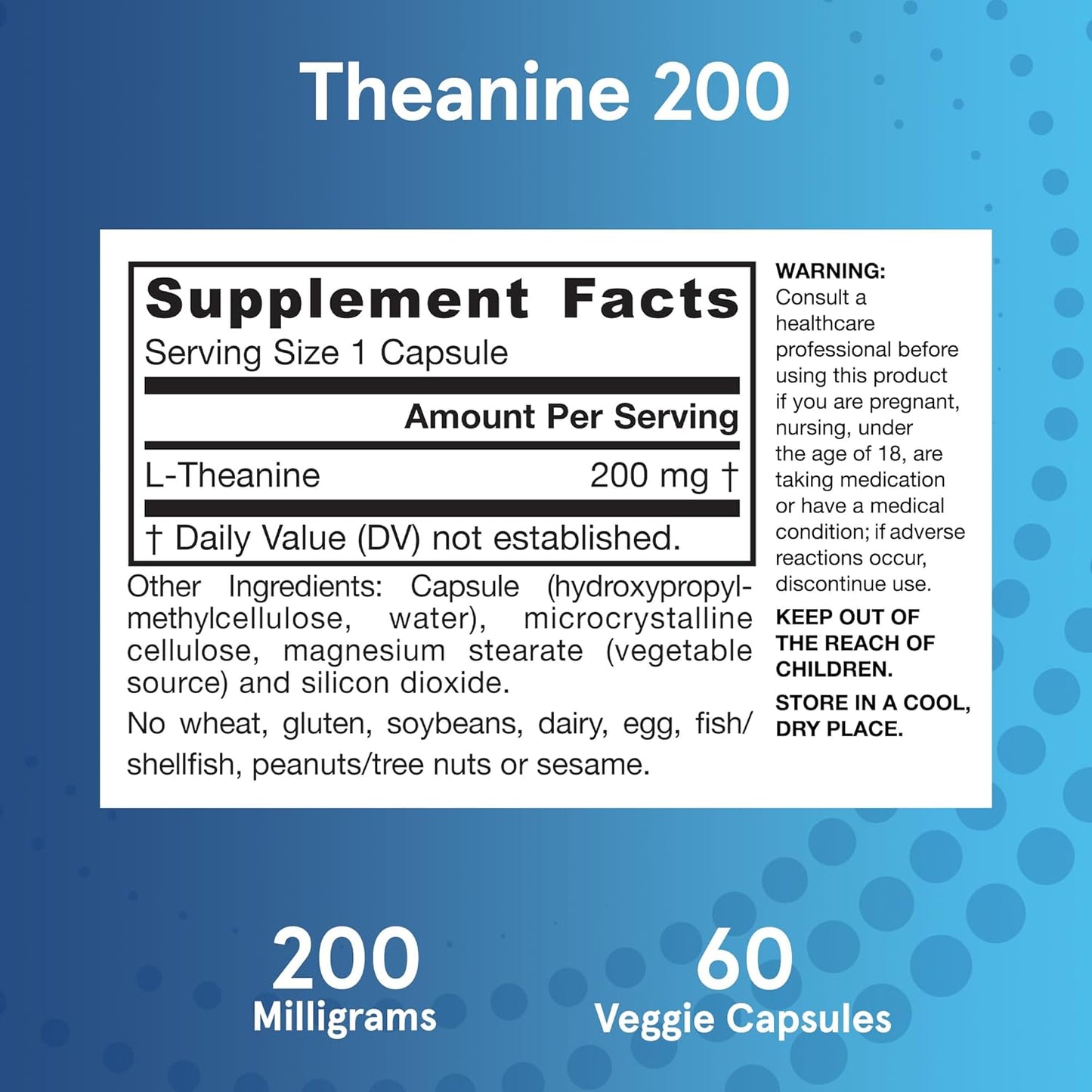 Jarrow Formulas - Vegan Theanine 200mg, 60 capsulas