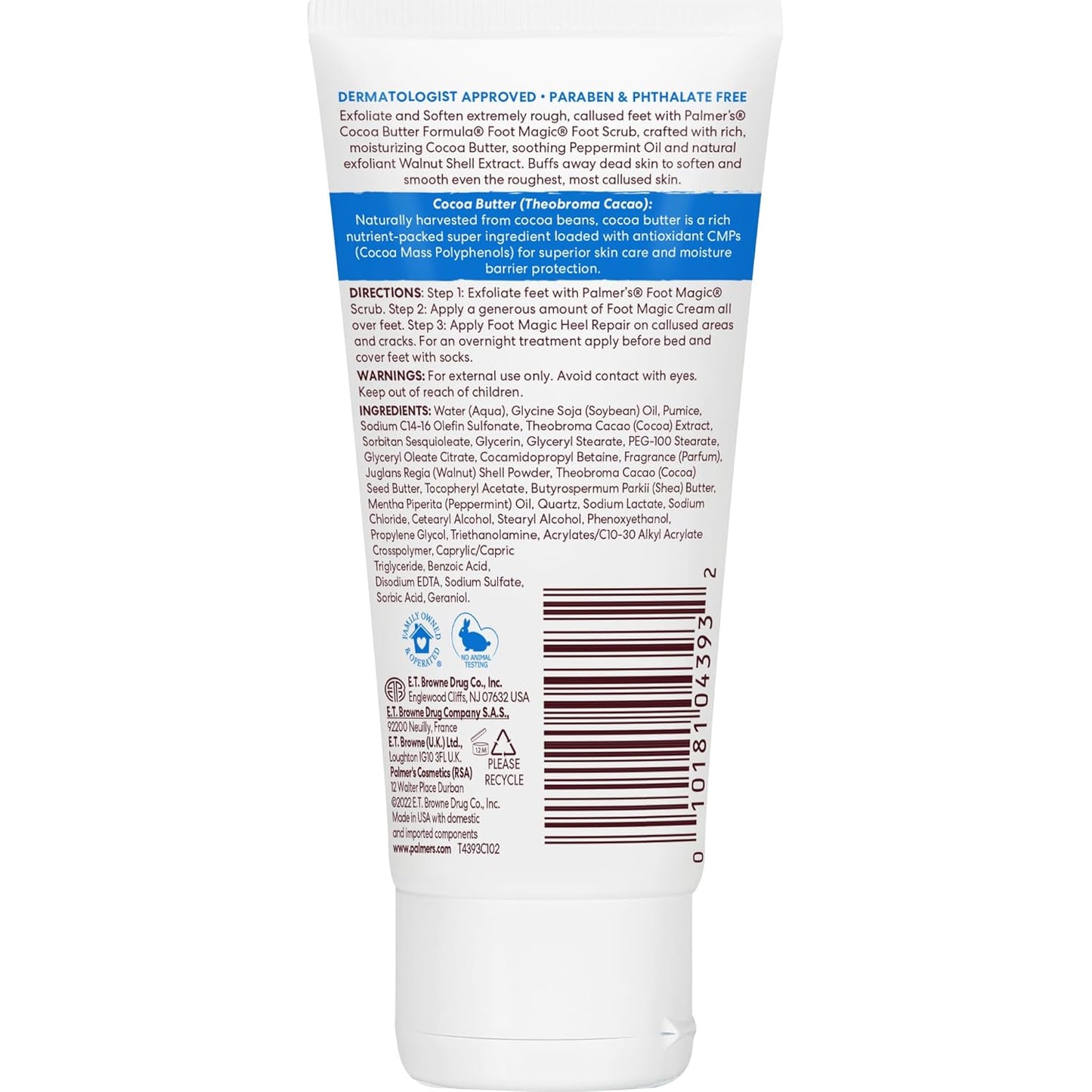 Palmer's Fórmula de manteca de cacao exfoliante para pies con vitamina E - 60gr.