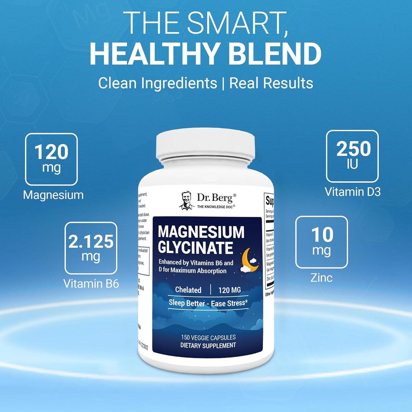 Dr. Berg - Magnesium Glycinate 120 mg,  150 capsulas