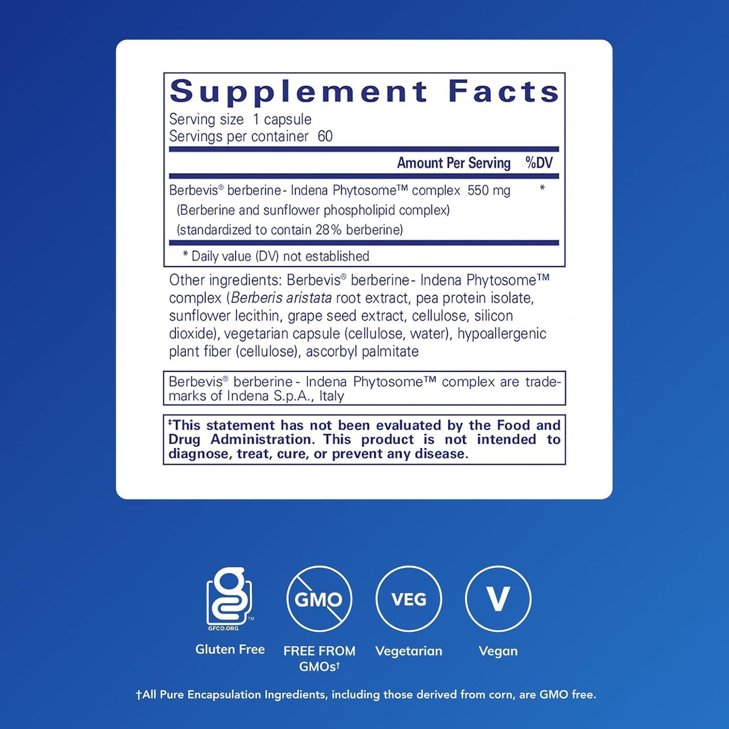 Pure Encapsulations Berberine UltraSorb 550mg, 60 capsulas
