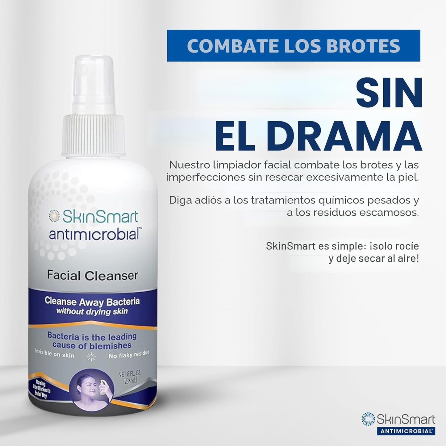 SkinSmart -Antimicrobial Limpiador facial para brotes e imperfecciones, 236ml