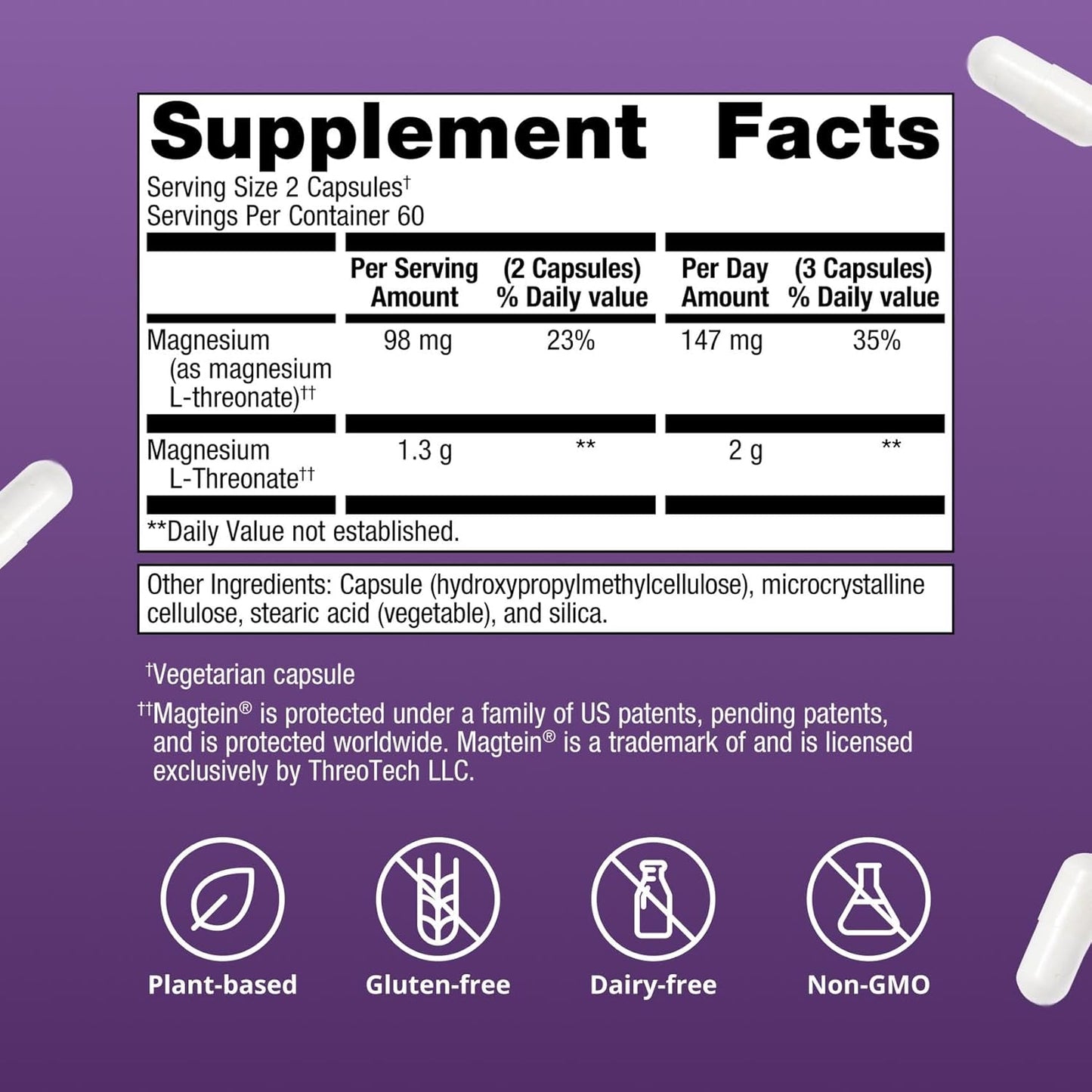 Metagenics - Magtein( Magnesio L-threonate), 120 capsulas