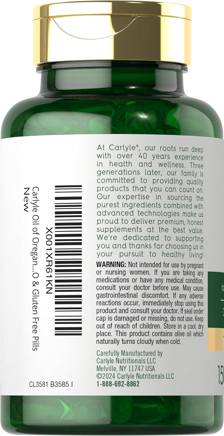 Aceite de Oregano Carlyle 4000mg - Oil of Oregano 150 Capsulas de Gel.