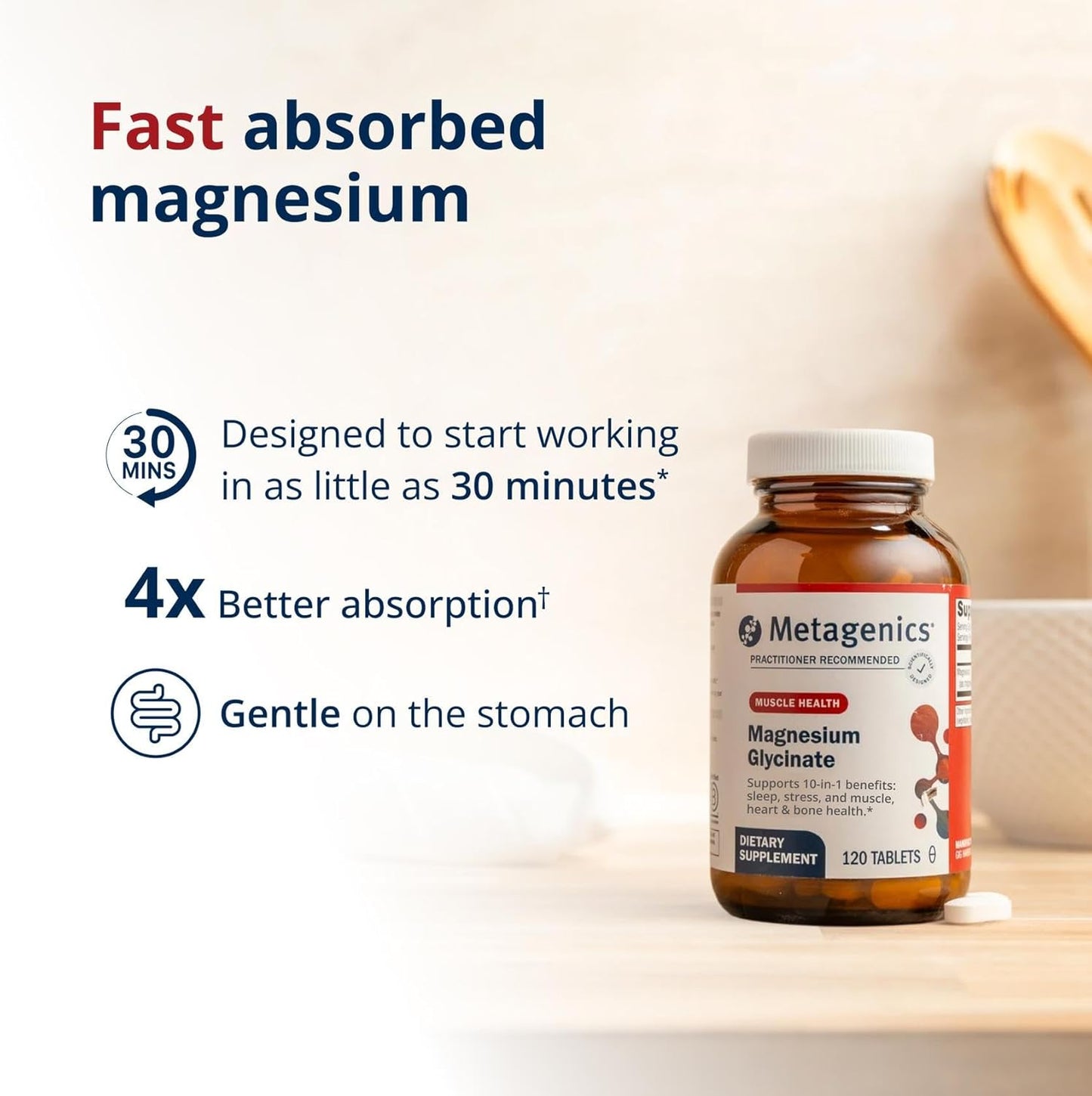 Metagenics - Magnesium glycinate 100mg,  120 tabletas