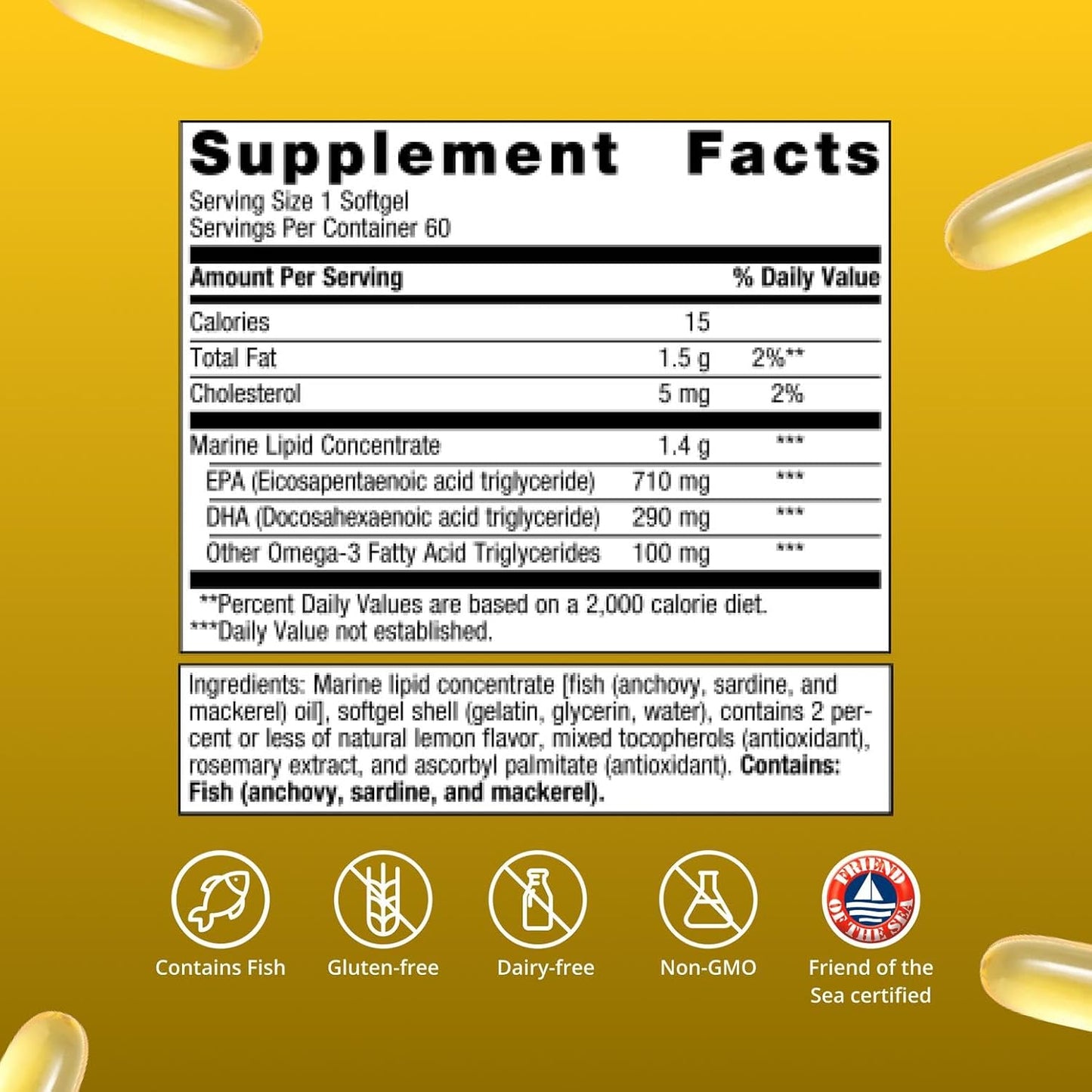 Metagenics -  OmegaGenics 5 in 1 fish oil 1000mg, (EPA-DHA),  60 capsulas