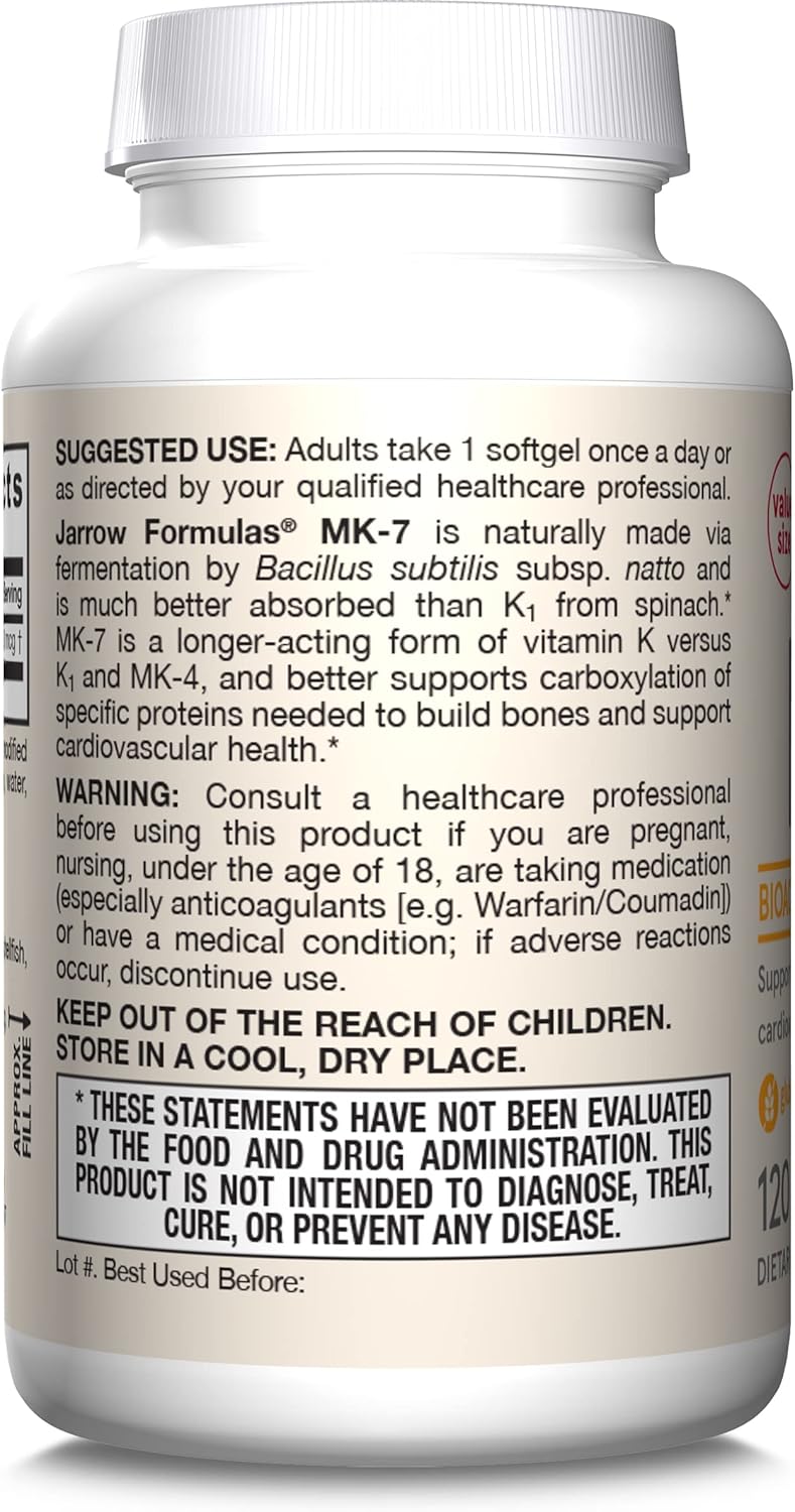 Jarrow Formuls - MK-7 bioactive vitamina K2 - 90mcg, 120 capsulas