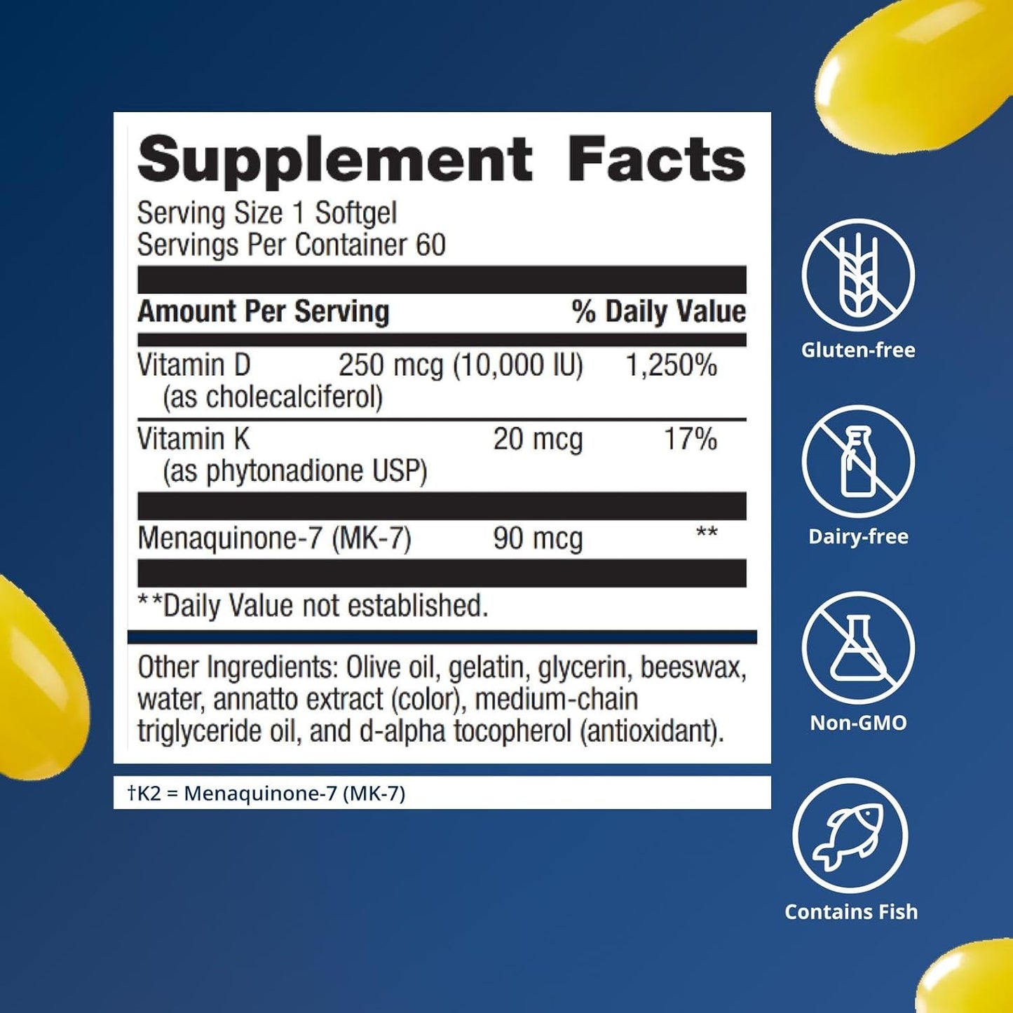 Metagenics- Vitamina D3(10,000) + K, 60 capsulas