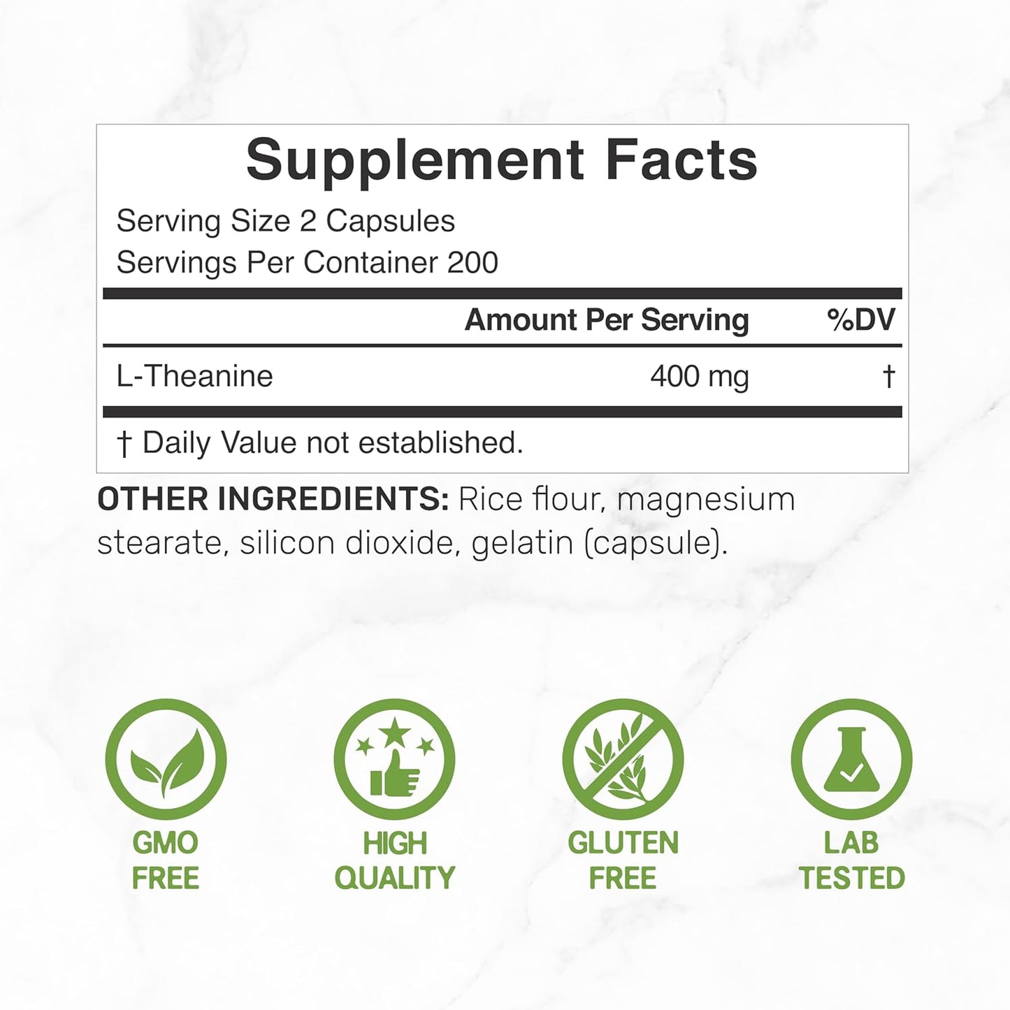 L-Theanine 400mg, Deal Supplement 400 Capsulas – Extra Fuerte Amino Acidos para la concentracion y relajacion