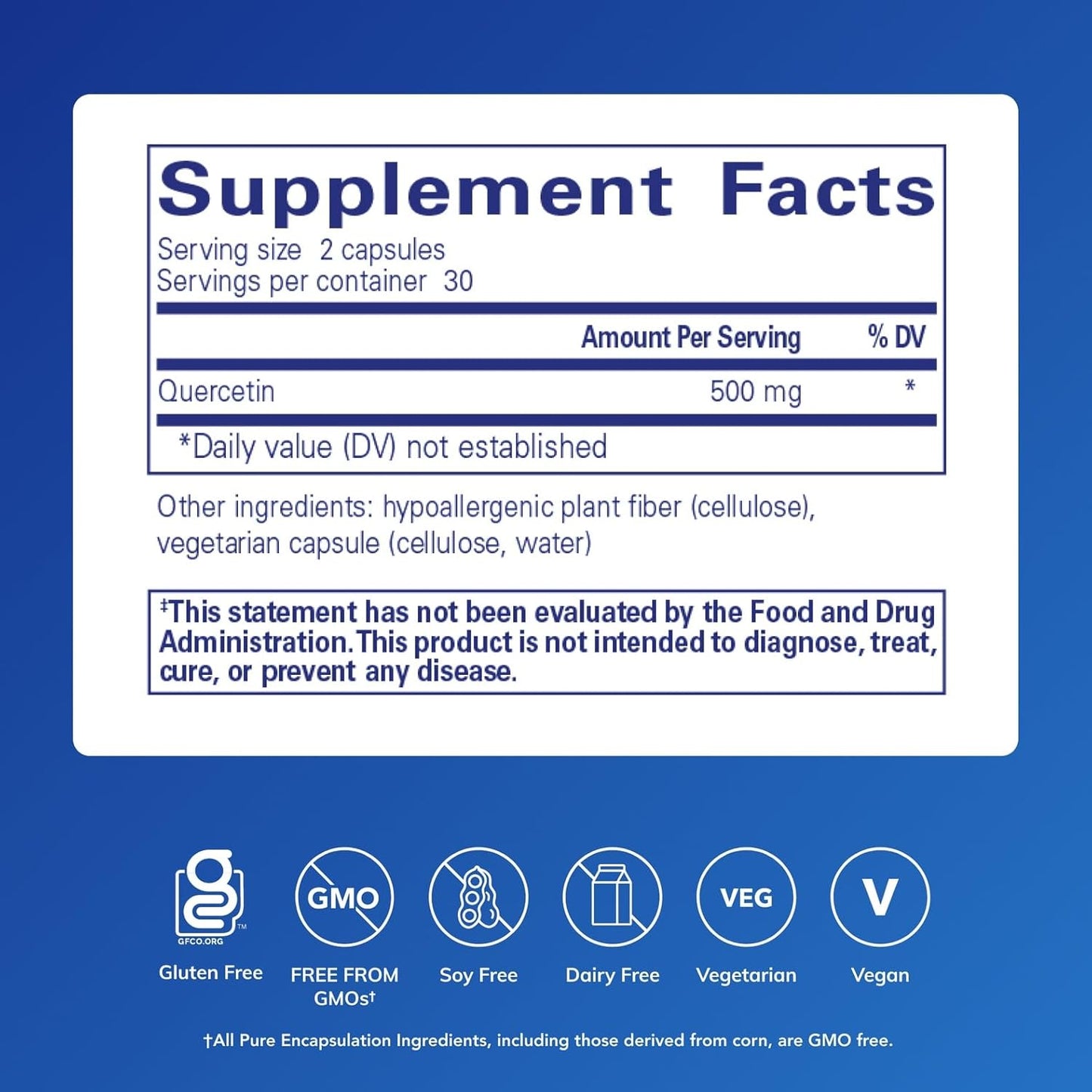 Pure Encapsulations Quercetina - 500 mg - Apoyo inmunológico, salud celular y salud cardíaca - Suplemento antioxidante  - 60 cápsulas