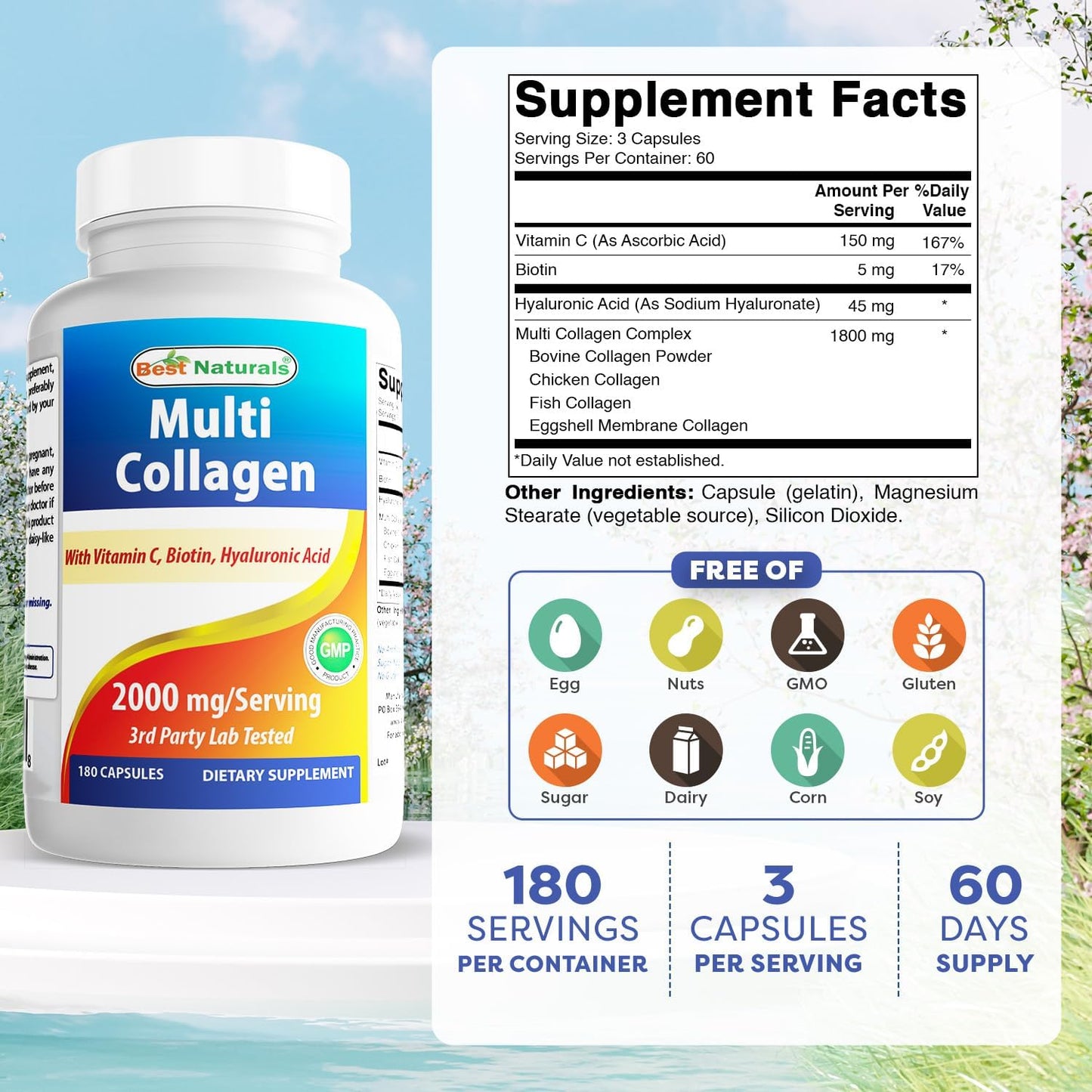 Best Naturals - Multi Collagen 2000mg, 180 capsulas
