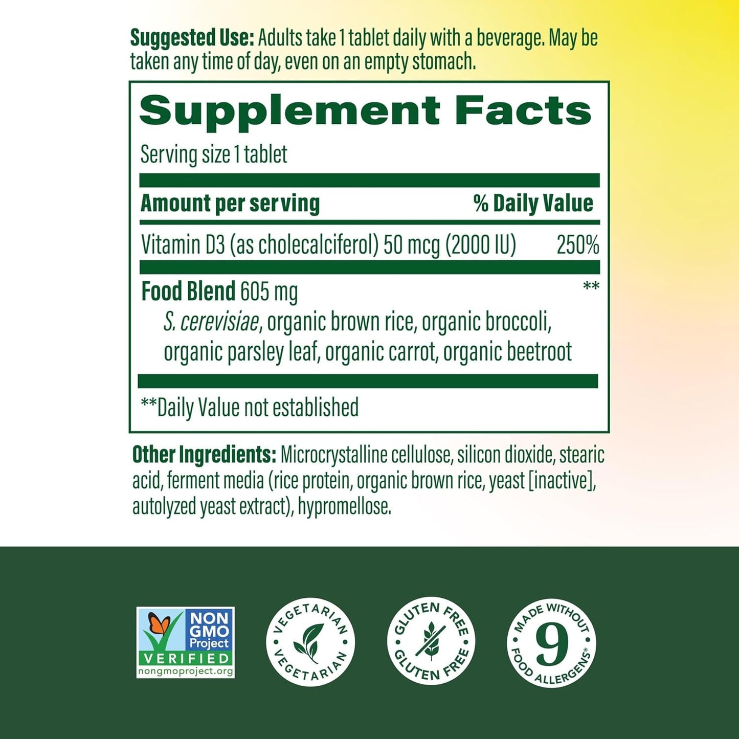 MegaFood - Vitamina D3  2000IU (50MCG), 90 tabletas