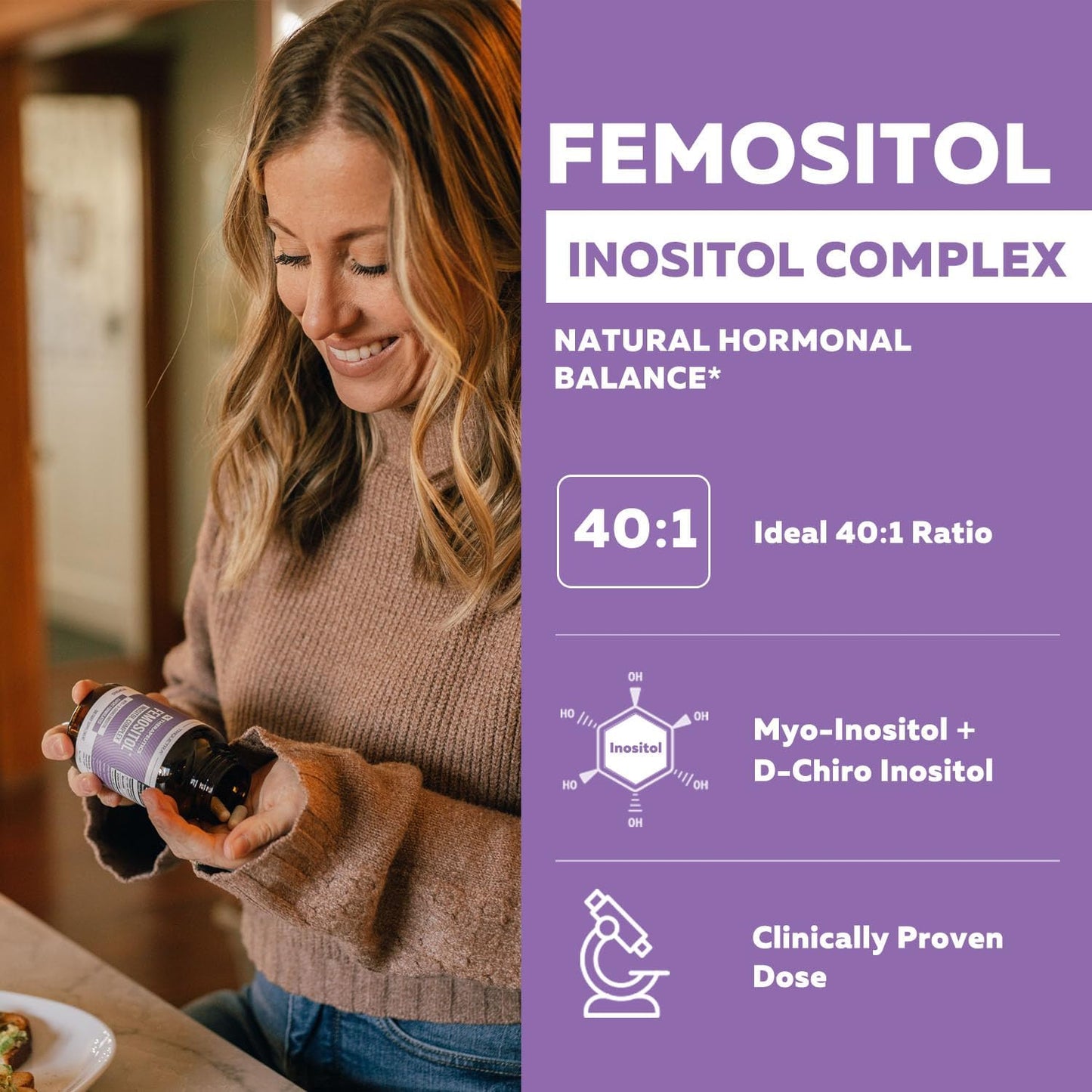 Triquetra - Femositol Myo + D-chiro inositol 40:1, 90 capsulas