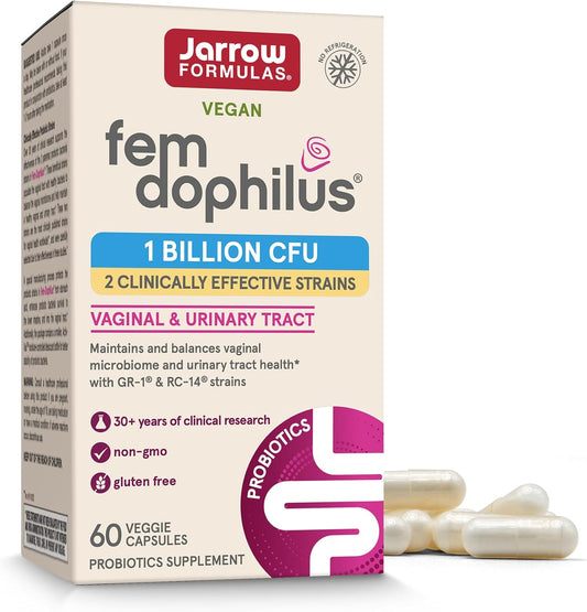Jarrow Formulas Fem-Dophilus Probióticos 1 mil millones de UFC con 2 cepas clínicamente efectivas 60  Capsulas