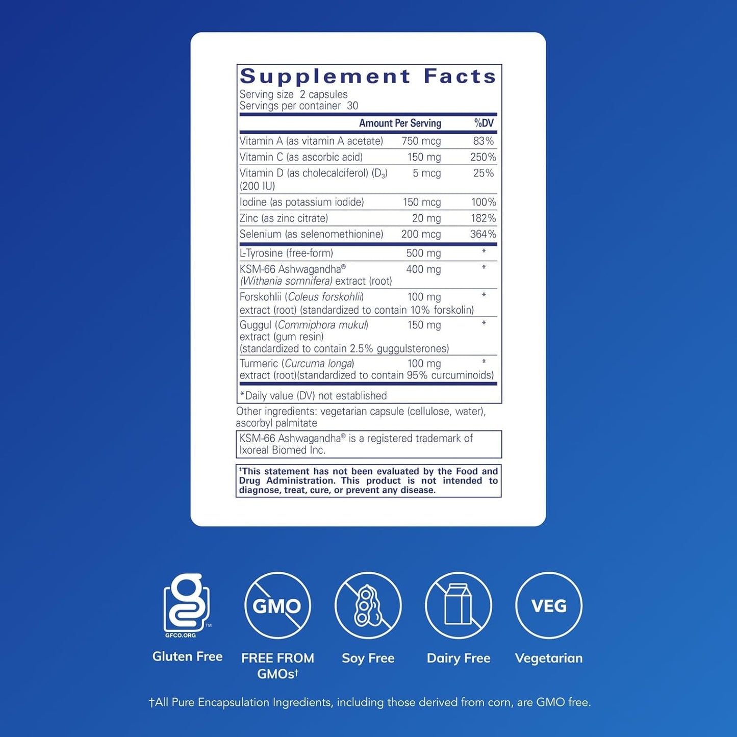Pure Encapsulations - Thyroid support complex , 60 capsulas