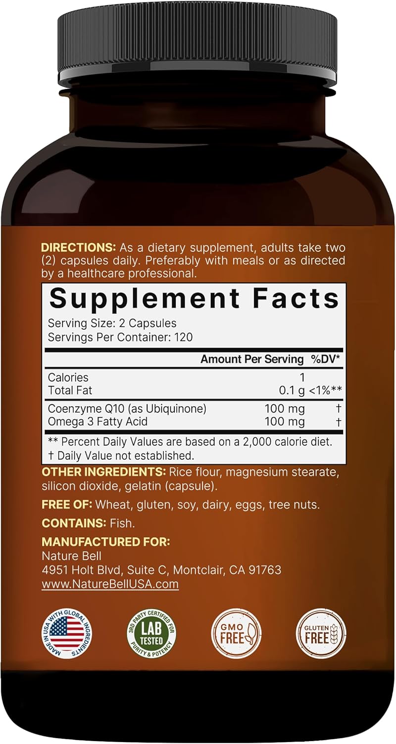 Naturebell - CoQ10 100mg con Omega-3, 240 capsulas