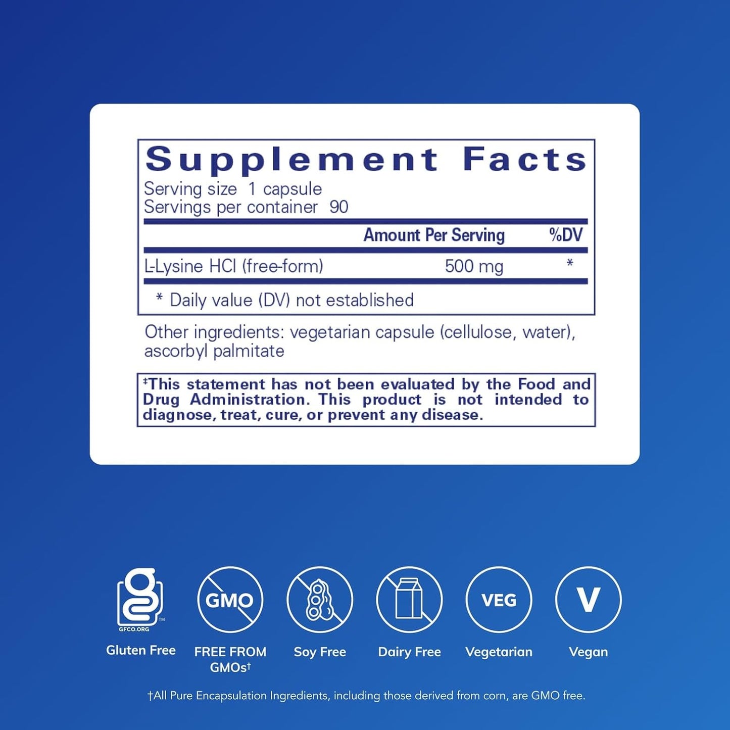 Pure Encapsulations L-Lisina, 90 capsulas