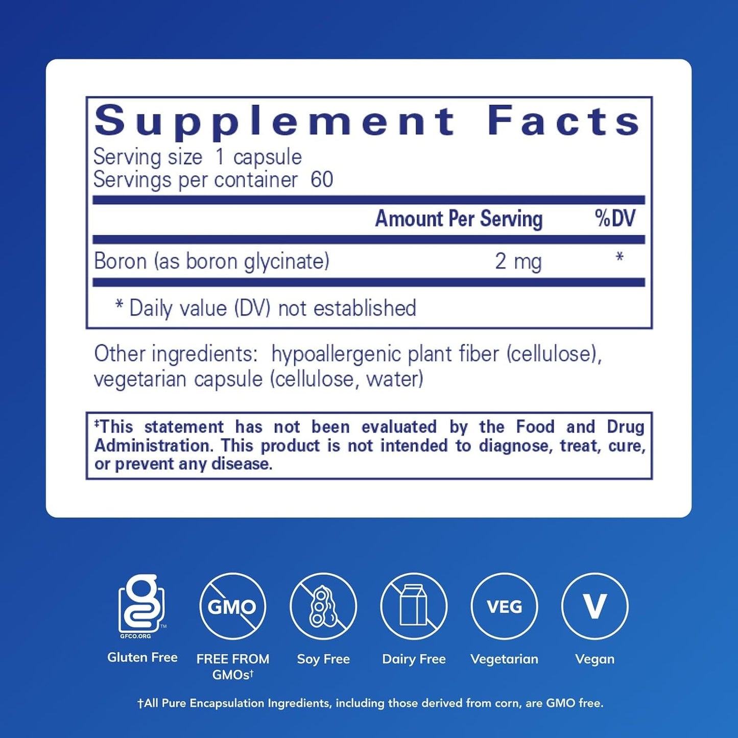 Pure Encapsulations, boron (glycinate) - 60 capsulas
