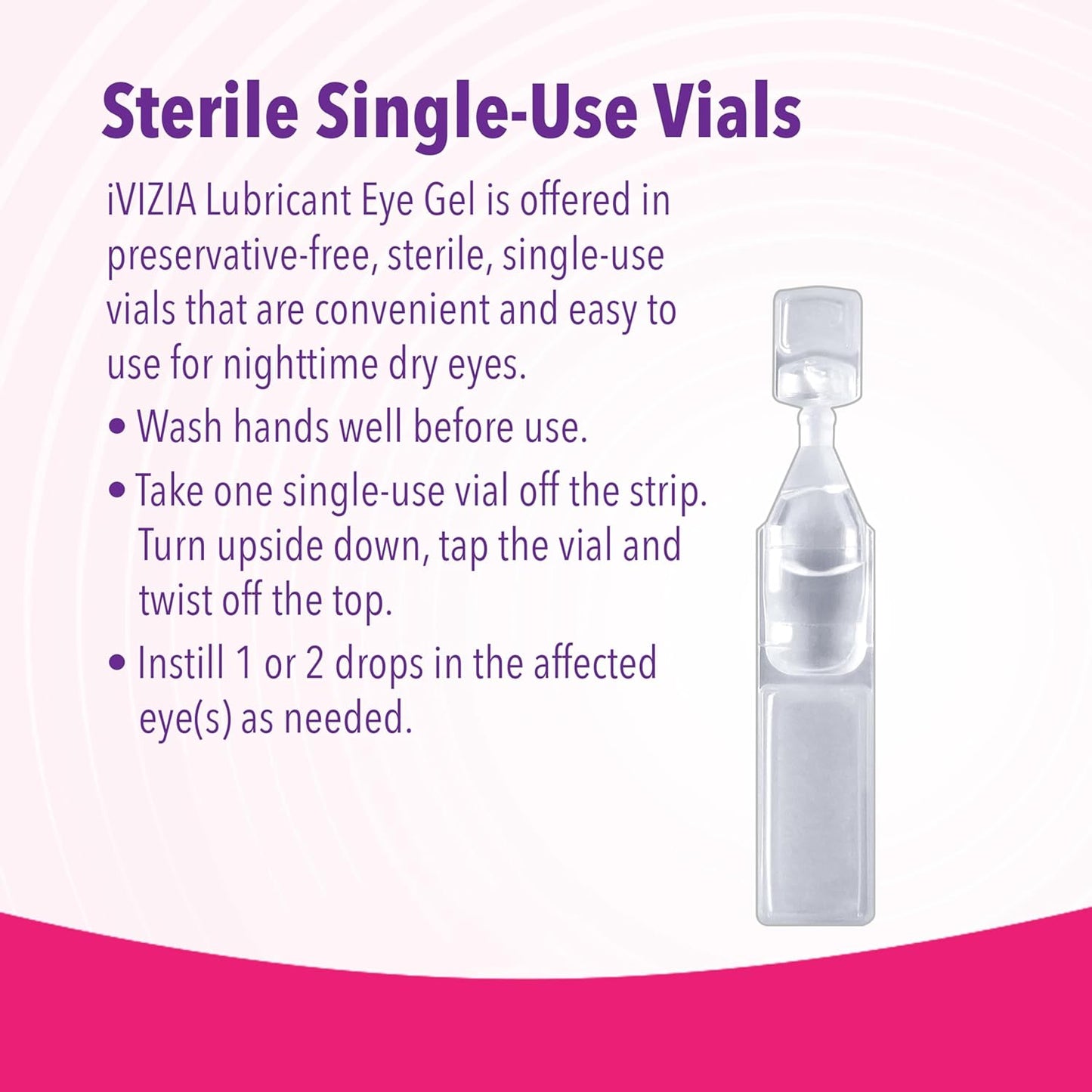 iVIZIA Gel de ojos para ojos secos nocturnos, sin conservantes, 30 viales de un solo uso