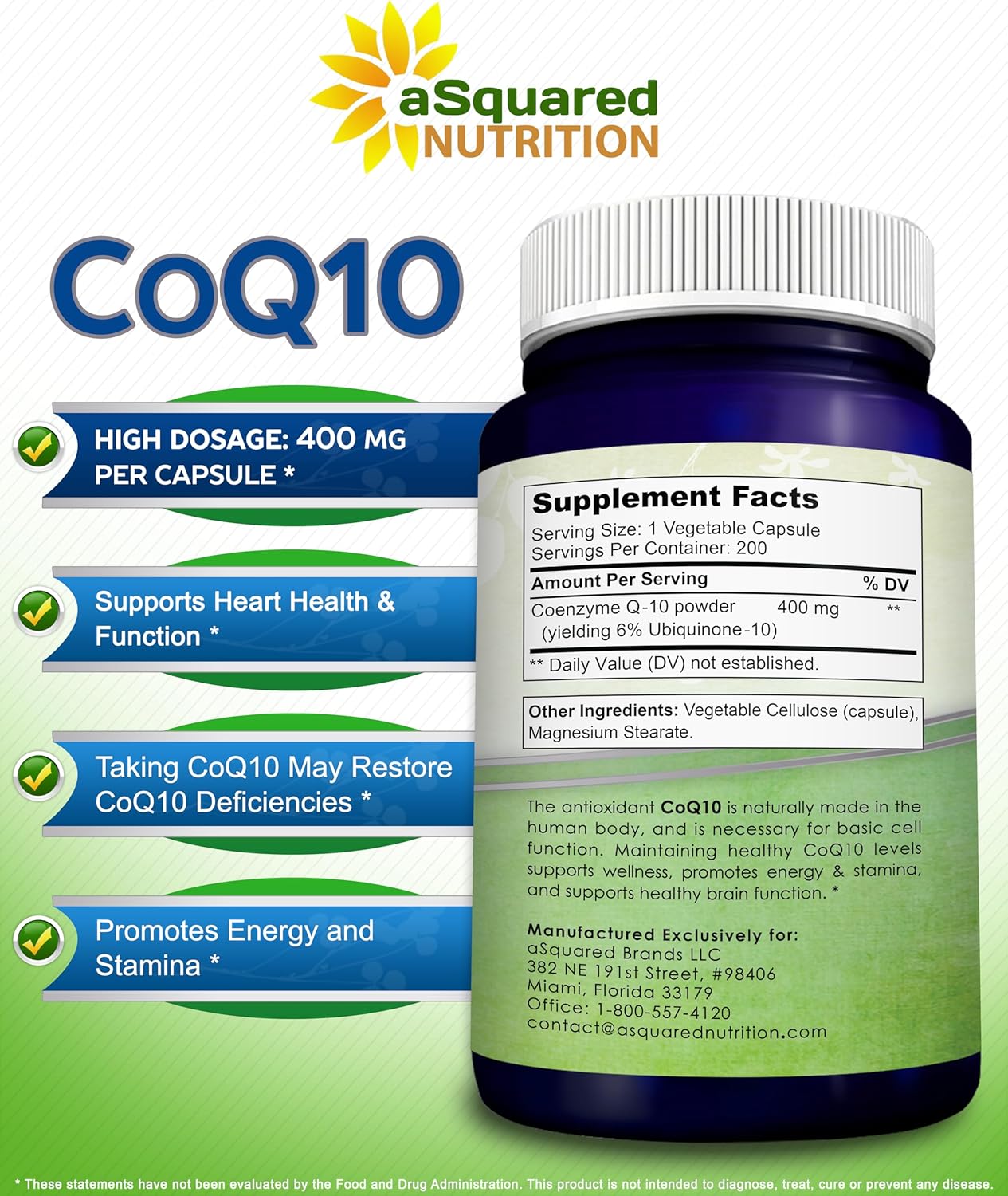 aSquared Nutrition - Coq10 enhanced absorption, 200 capsulas