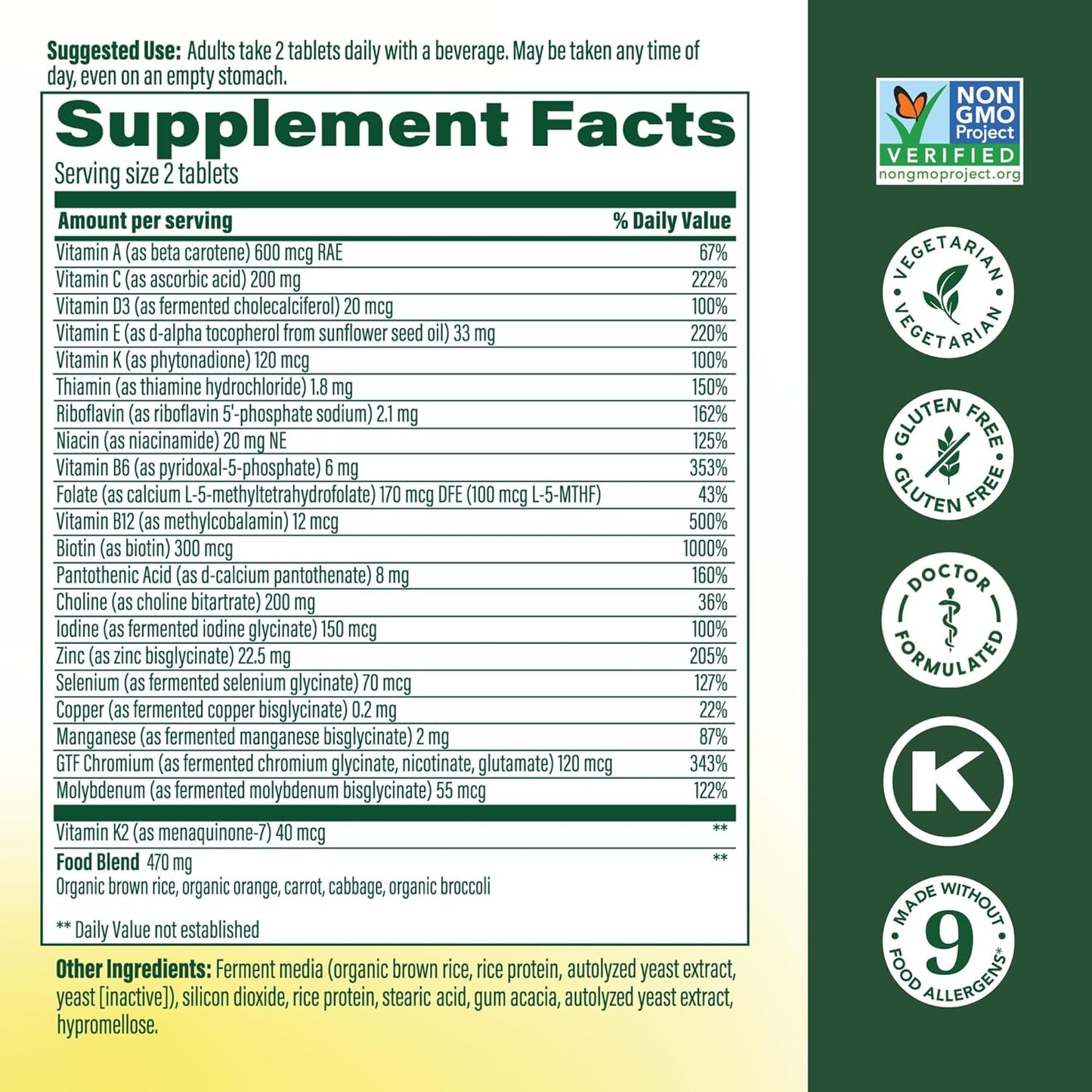 MegaFood - Multivitaminico para hombre Advanced, 60 tabletas