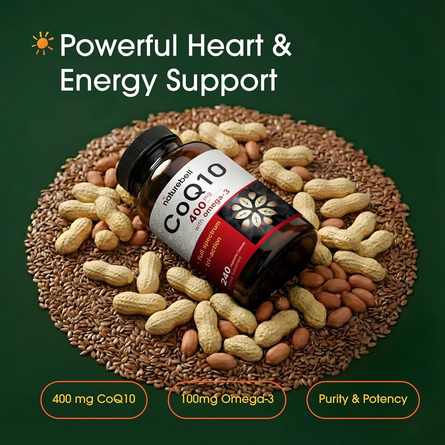 Naturebell - Coq10 400mg con Omega-3 , 240 capsulas