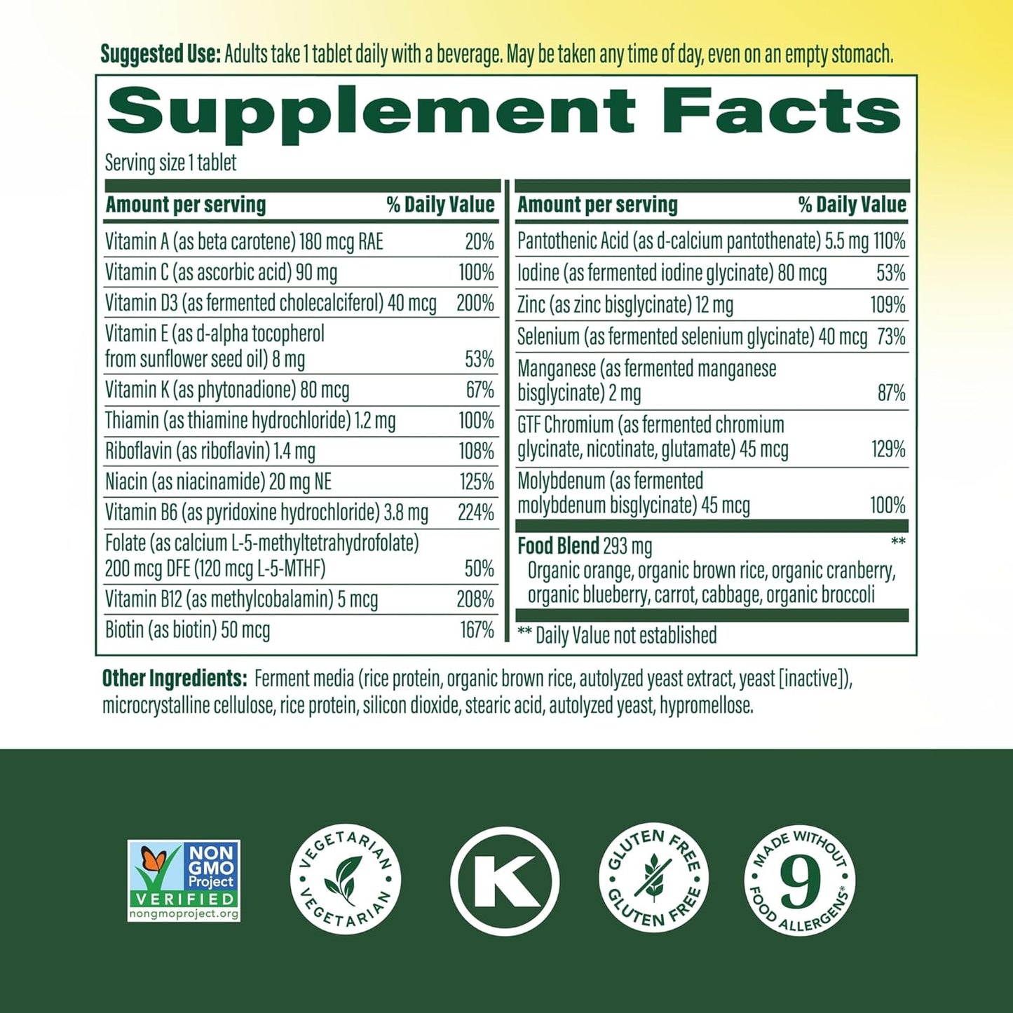 MegaFood - Multivitaminico One daily para hombres 55+, 60 tabletas