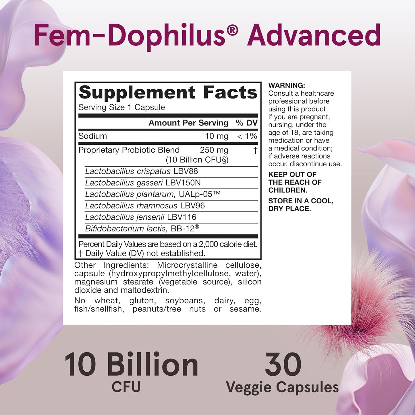 Jarrow Formulas - Vegan Fem-dophilus advanced 10 billion CFU, 30 capsulas