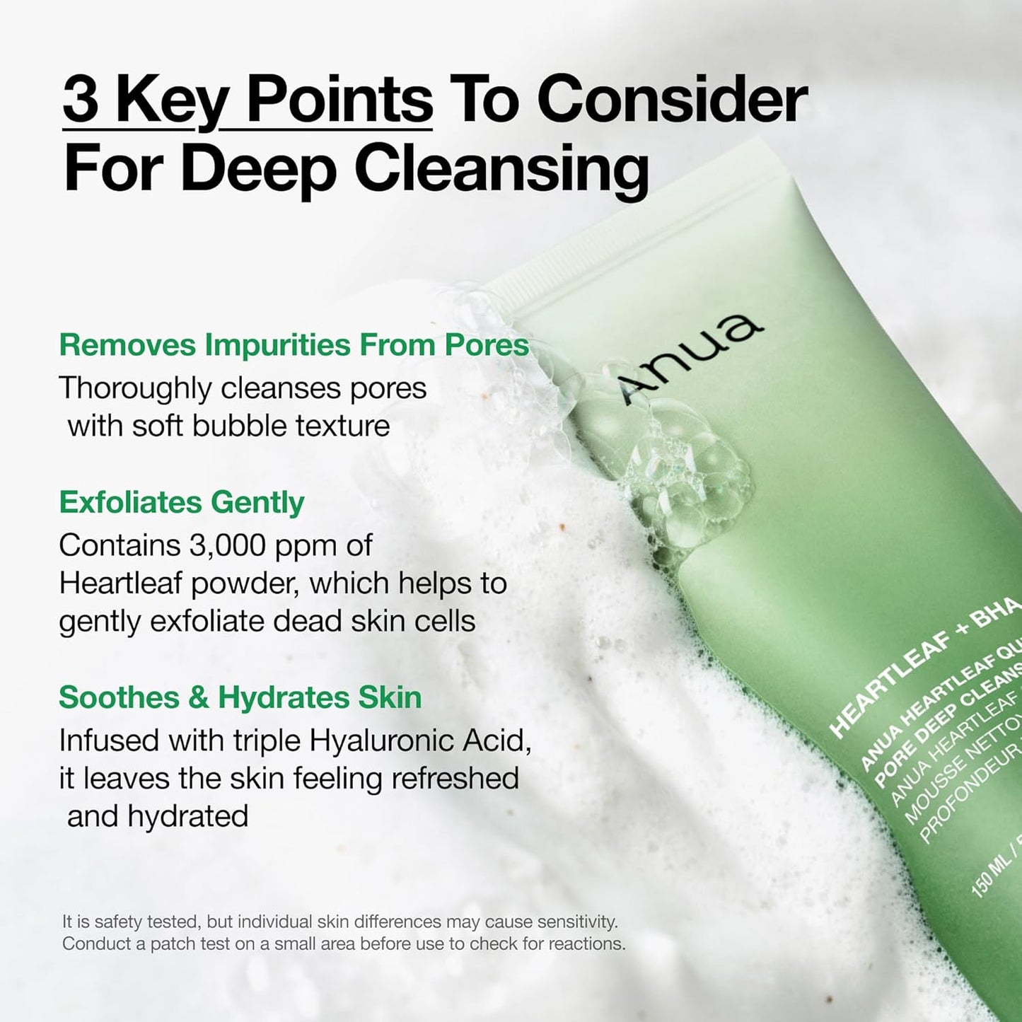 Anua Heartleaf - Espuma limpiadora profunda de poros, 150ml