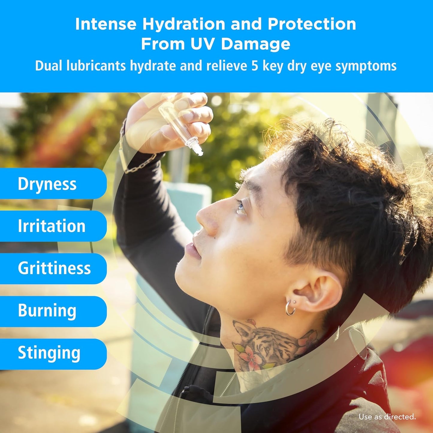 Rohto Gotas lubricantes refrescantes de doble luz, protegen contra la irritación solar, 18ml