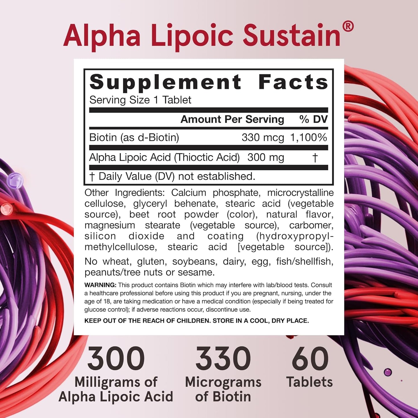 Jarrow Formulas - Alpha Lipoic Sustain con biotin, 60 tabletas